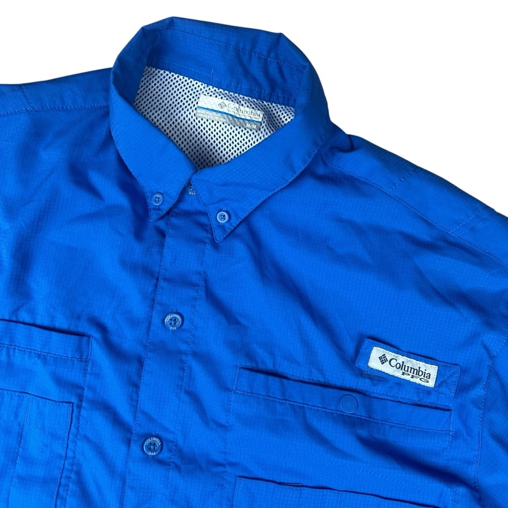 Columbia‎ PFG Fishing Shirt Men’s Medium Royal Blue Vented Omni-shade Pockets